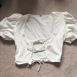 Free People Cream Puff Sleeve Crop Top